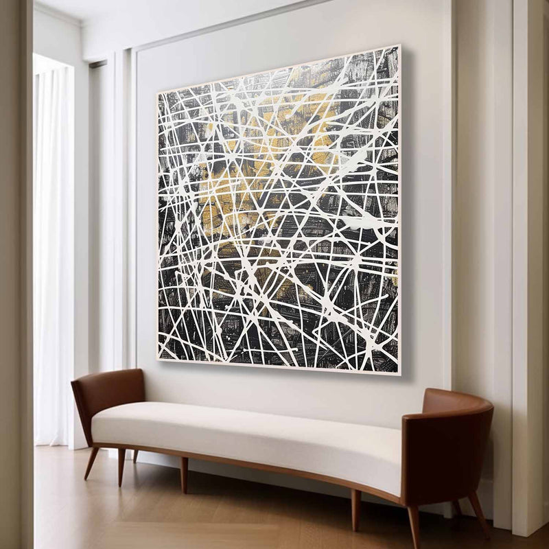 White and Black Abstract Canvas Art for Sale White and Black Abstract Wall Art Decoration Painting