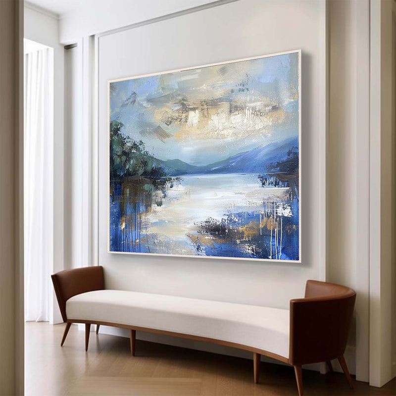 Large Blue Landscape Abstract Art for Sale Blue Landscape Abstract Canvas Wall Painting