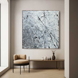 Smoky Grey and White Abstract Canvas Wall Art Decor Modern Grey and White Abstract Wall Paintings for Sale