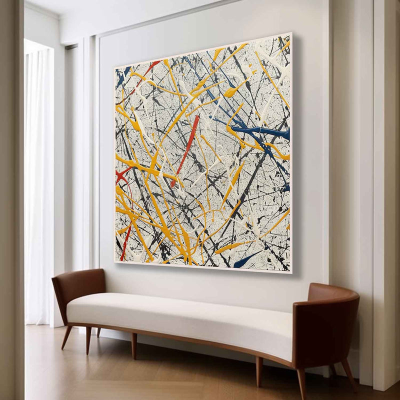 Modern colorful abstract canvas wall art decoration hanging painting Pollock oil painting Pollock artist