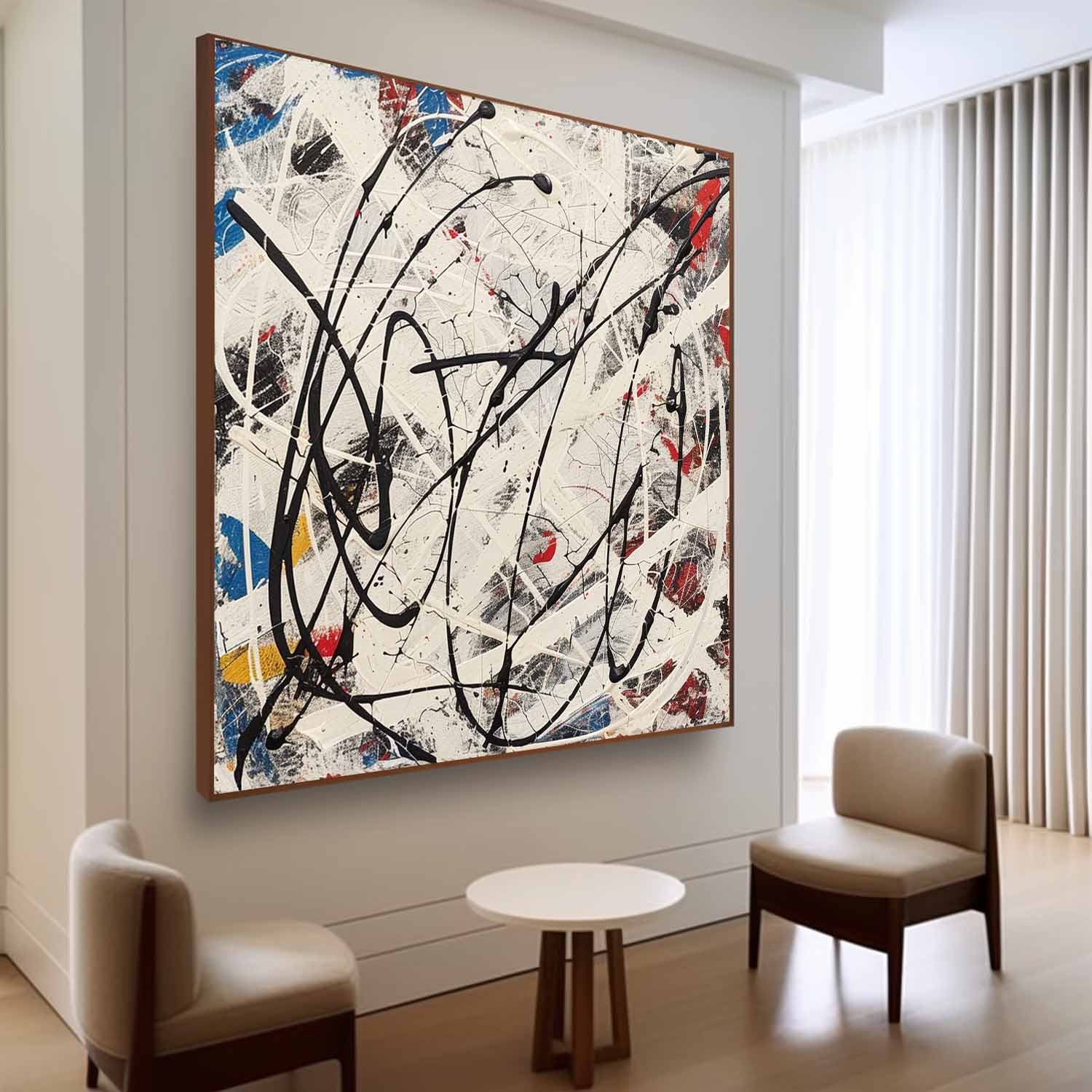 Colorful Abstract Pollock Canvas Wall Art Decor Colorful Abstract Pollock Oil Paintings for Sale