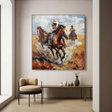 Prairie Cowboy Riding Oil Painting for Sale Modern Prairie Cowboy Riding Oil Painting Canvas Wall Art Decoration