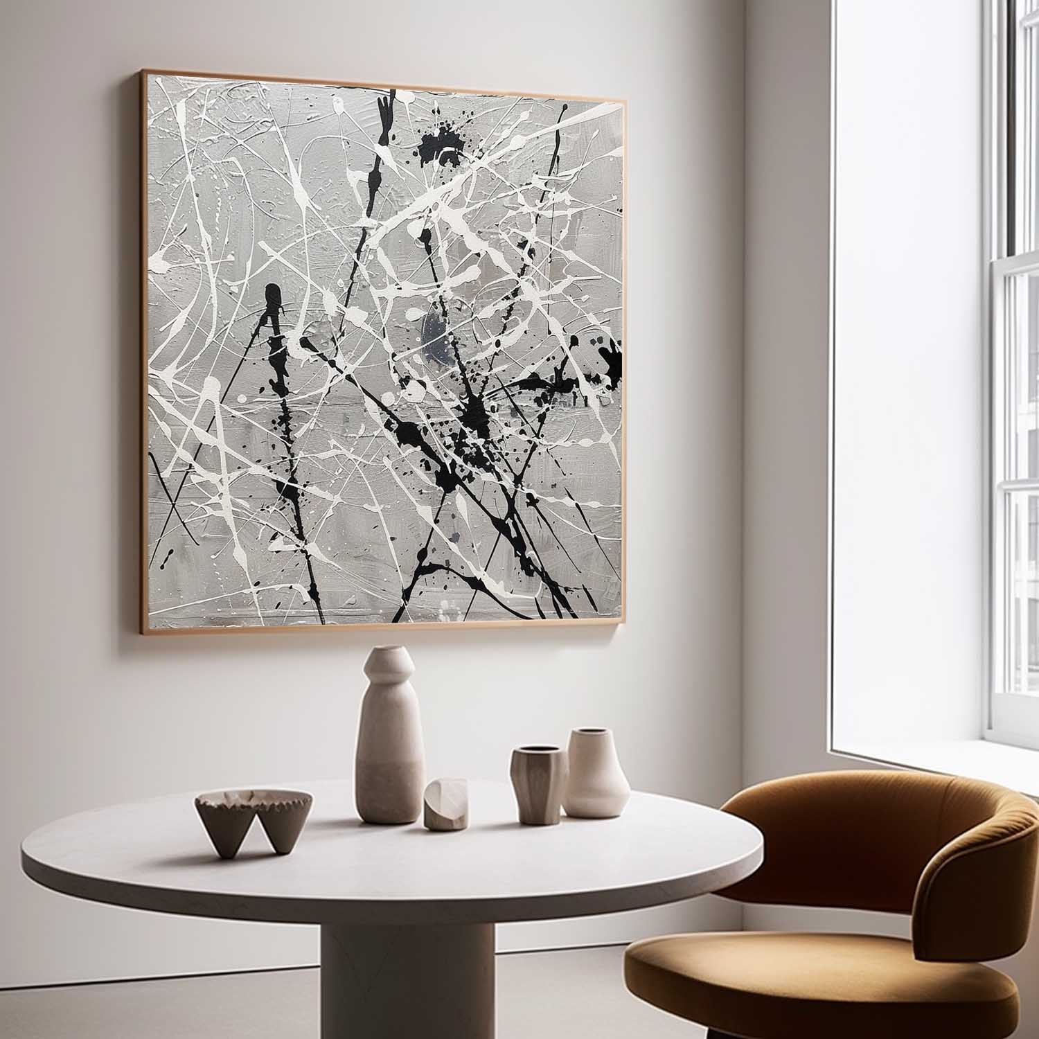 Grey Pollock Abstract Canvas Wall Art Decor Grey Pollock Abstract Oil Paintings for Sale