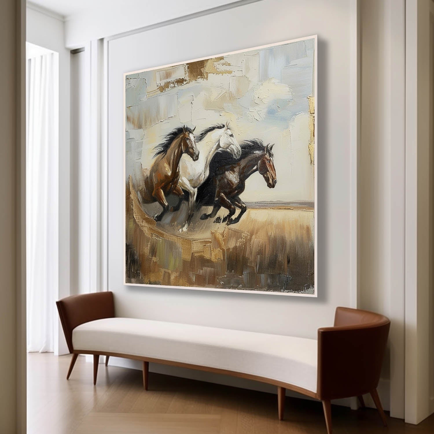 Running Horses Abstract Wall Art Decor Horses Oil Painting for Sale Horses Texture Abstract Art Canvas