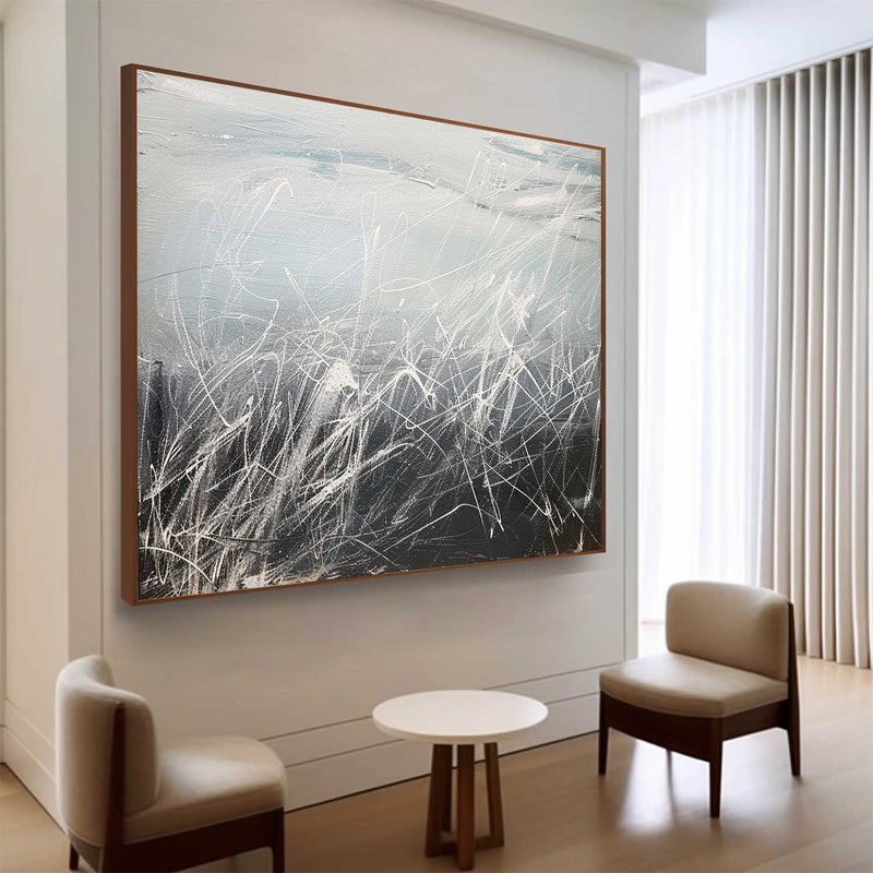 Large Grey and Black Minimalist Canvas Art for Sale Grey and Black Minimalist Oil Paintings