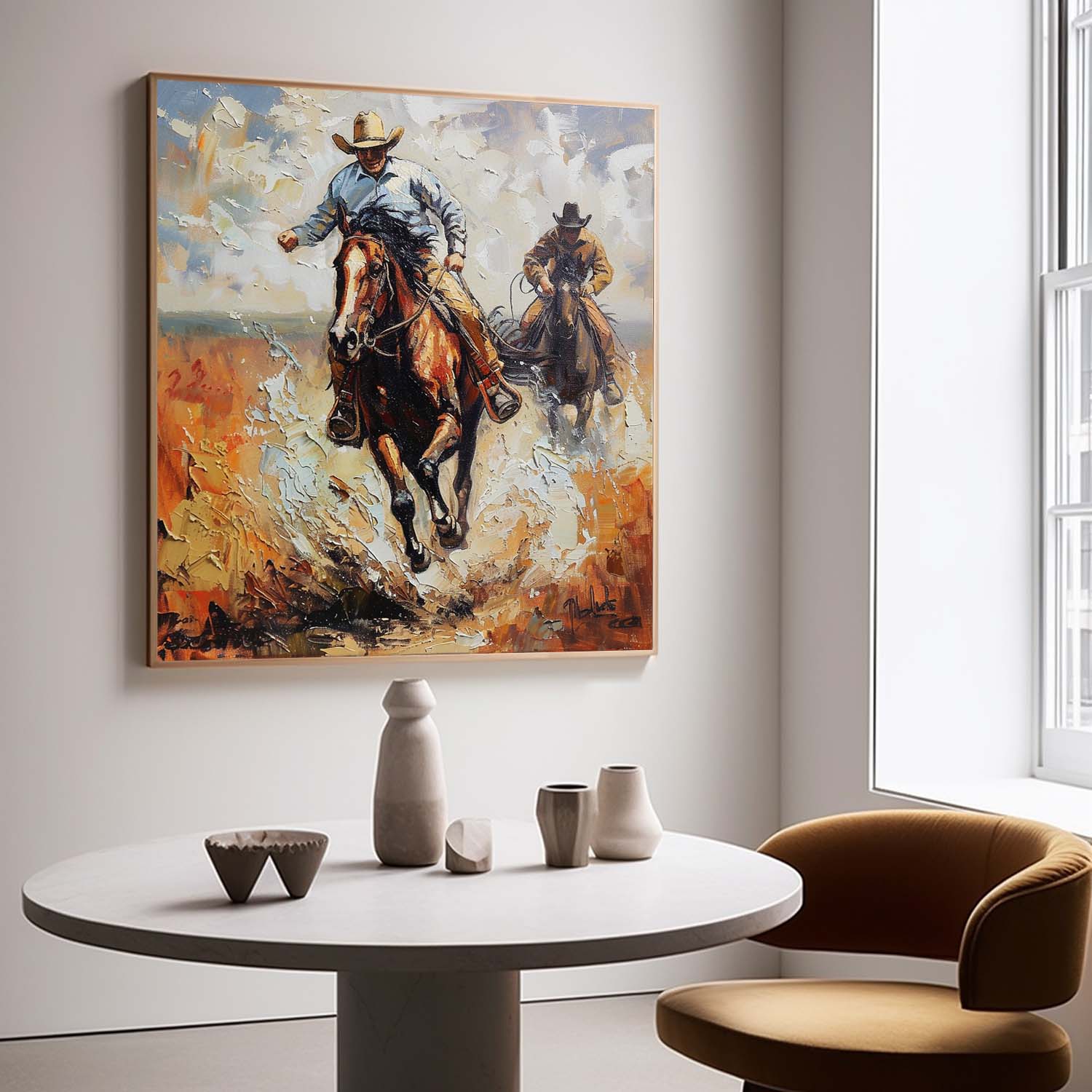 Prairie Cowboy Horse Riding Canvas Art for Sale Modern Prairie Cowboy Horse Riding Wall Art Decor