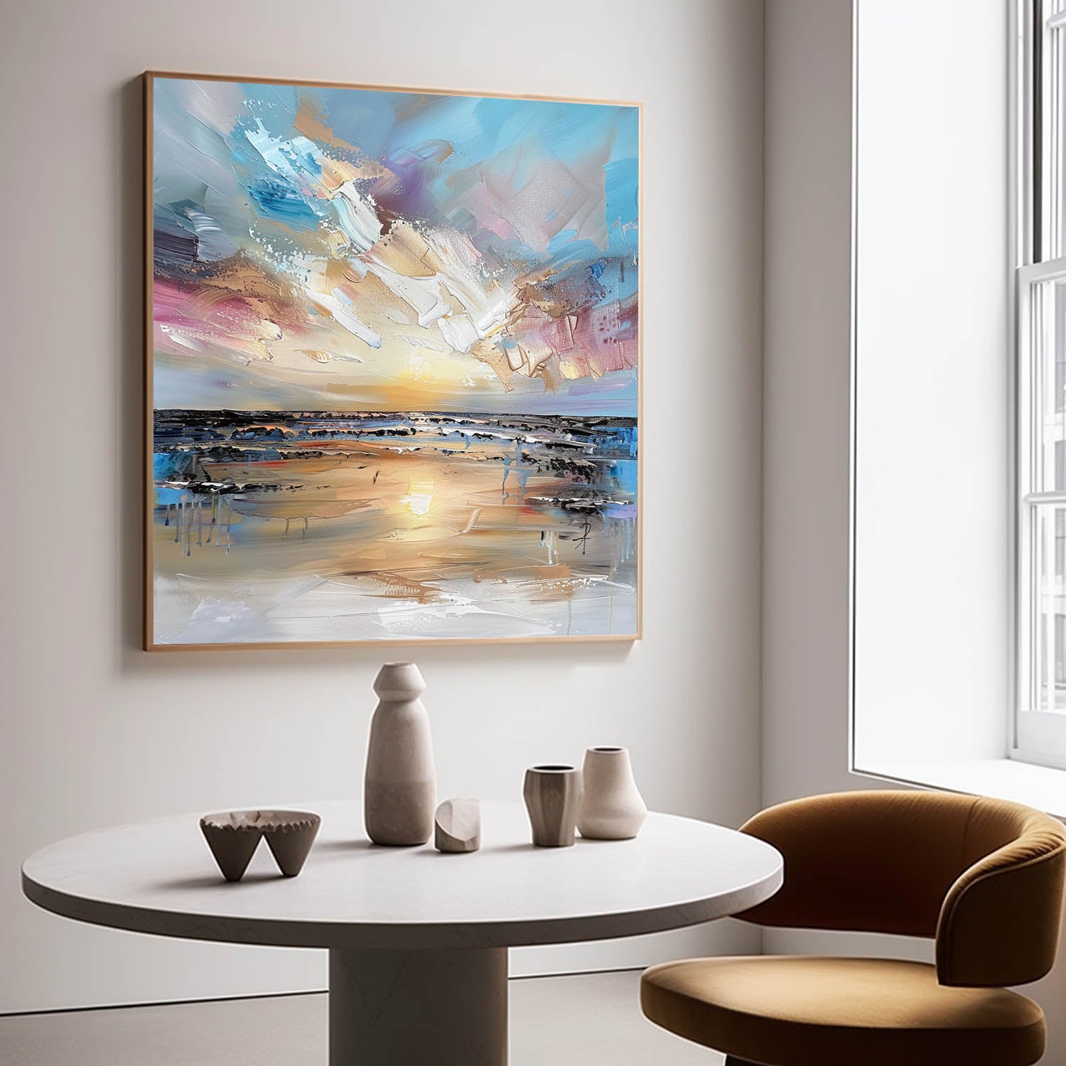 Sunrise at Sea Landscape Oil Painting Sunrise at Sea Landscape Abstract Canvas Wall Art Decoration