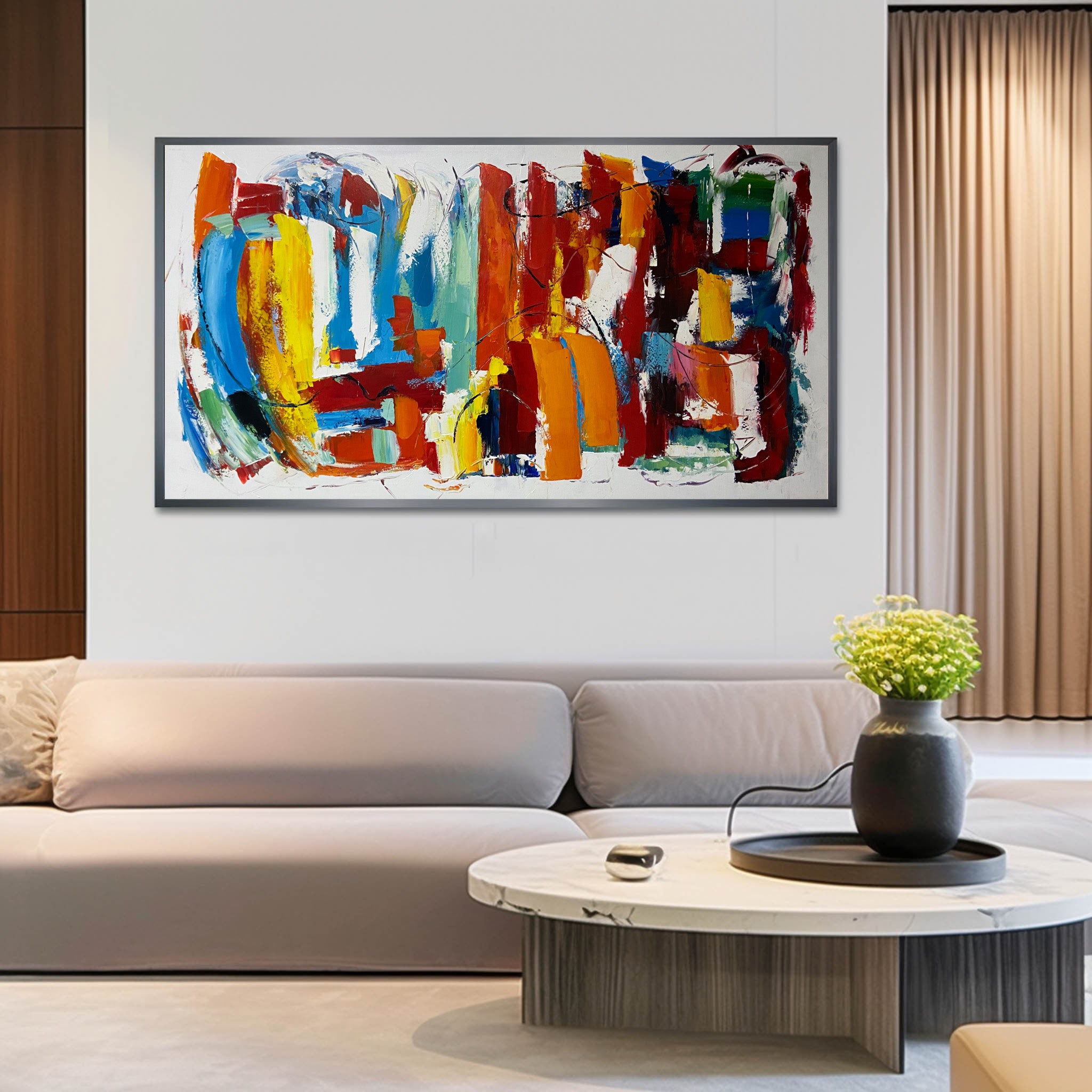 Large Colorful Living Room Wall Painting Colorful Abstract Canvas Art Abstract Colorful Wall Decor Art