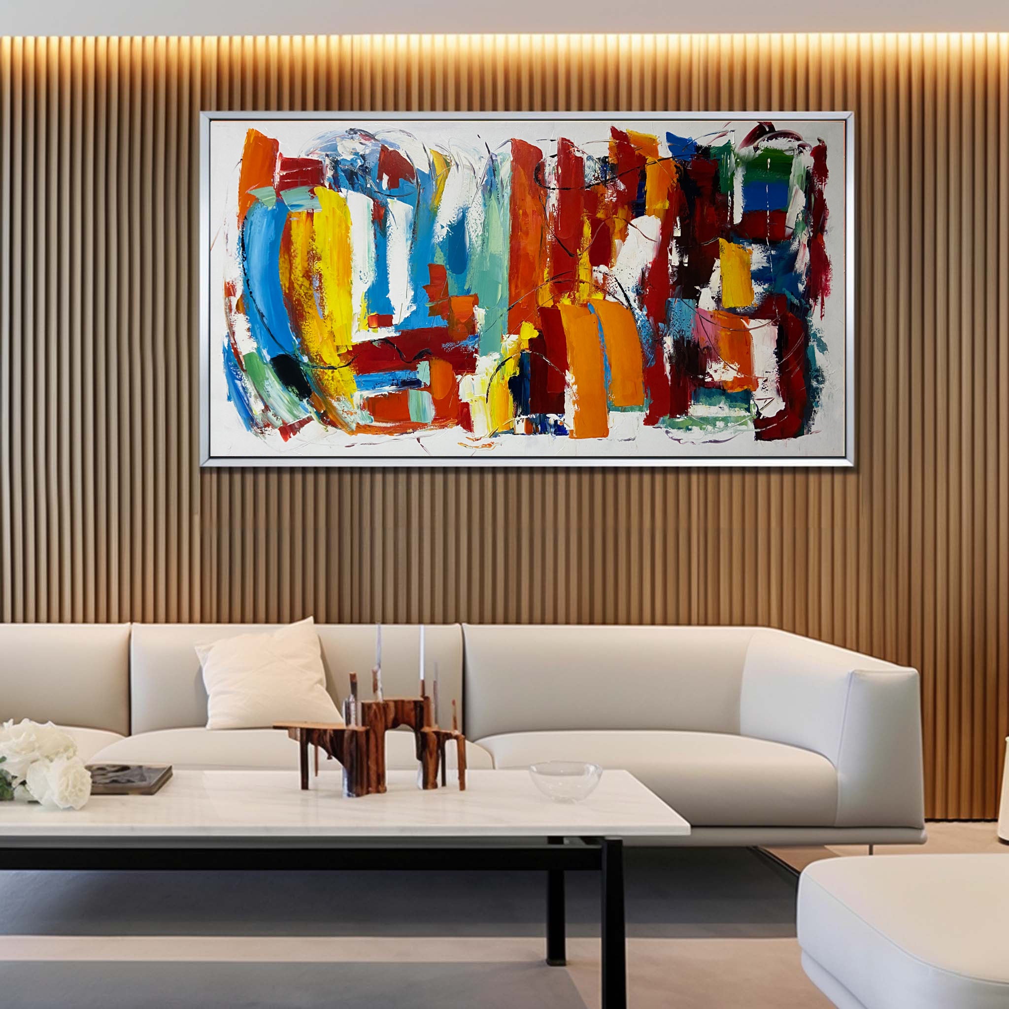 Large Colorful Living Room Wall Painting Colorful Abstract Canvas Art Abstract Colorful Wall Decor Art