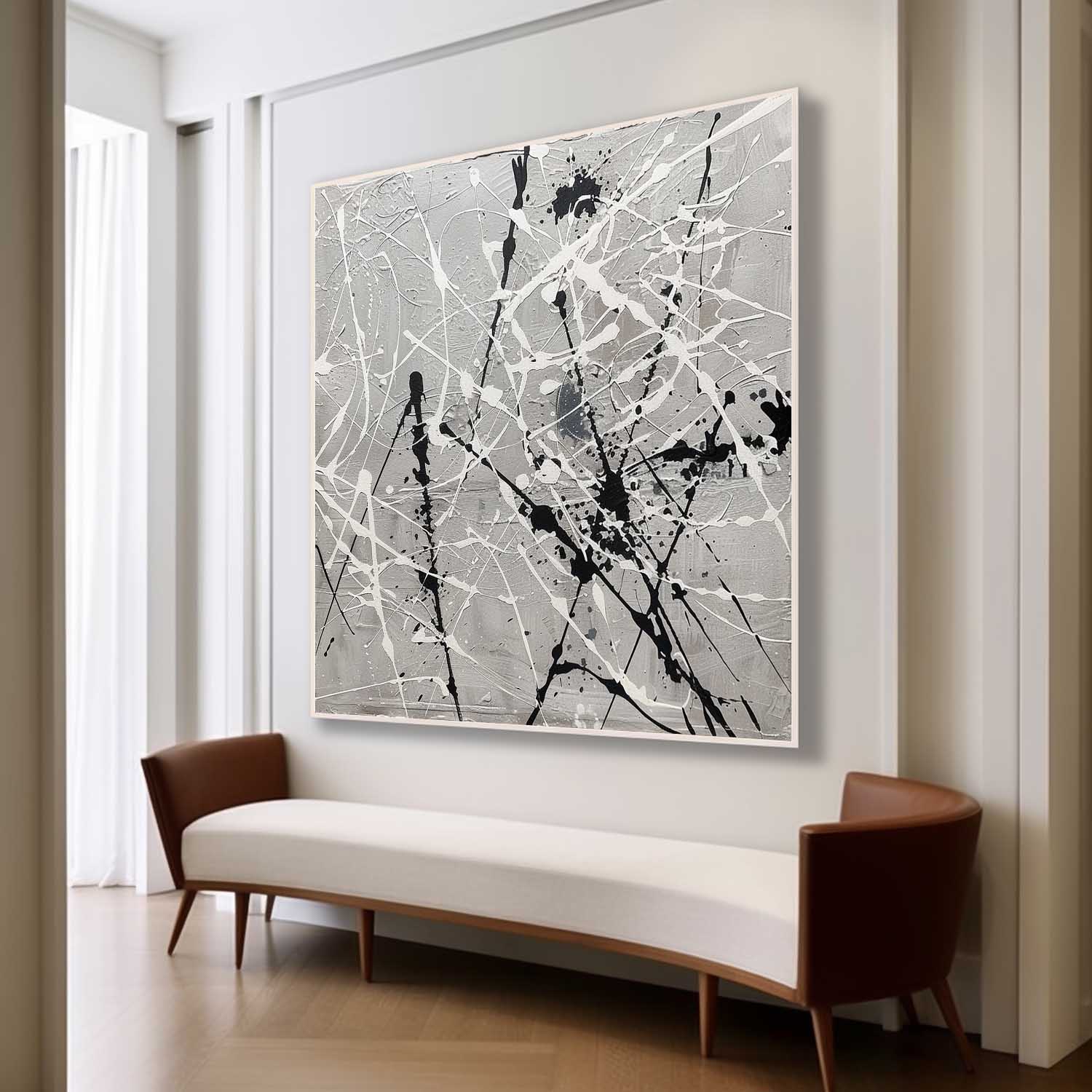 Grey Pollock Abstract Canvas Wall Art Decor Grey Pollock Abstract Oil Paintings for Sale