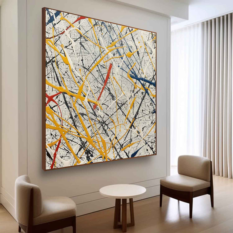 Modern colorful abstract canvas wall art decoration hanging painting Pollock oil painting Pollock artist