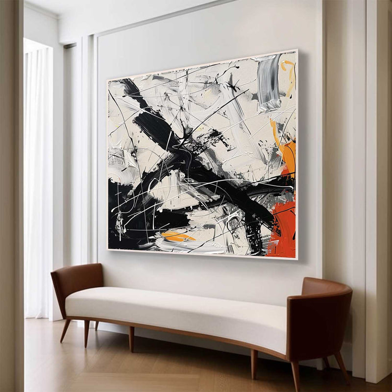 Large Black and White Abstract Art for Sale Black and White Expressionist Oil Paintings