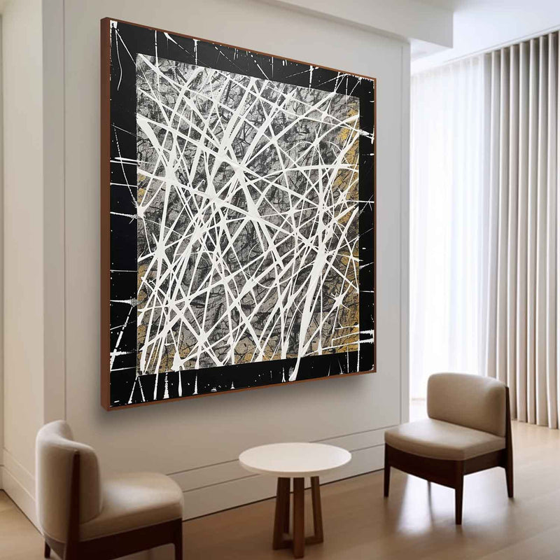 Black and White Contemporary Minimalist Wall Painting for Sale Black and White Contemporary Abstract Minimalist Canvas Art Decor