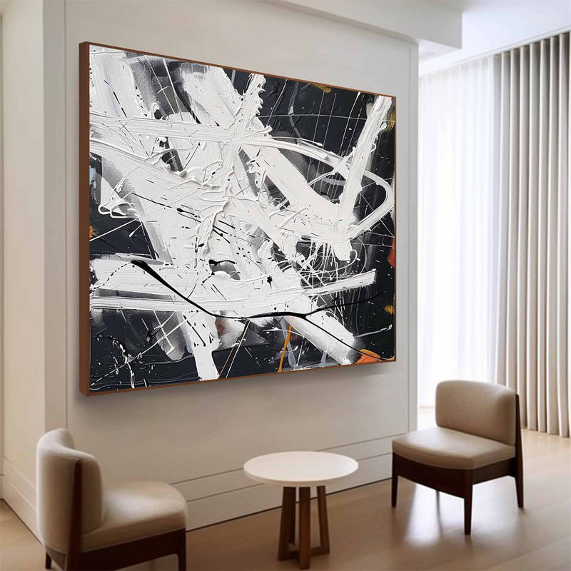 Large Black and White Modern Wall Paintings for Sale Black and White Abstract Art Canvas