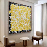 White and Yellow Abstract Textured Canvas Wall Art White and Yellow Abstract Minimalist Oil Painting