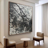 Large Black and White Contemporary Wall Painting for Sale Black and White Minimalist Oil Painting on Canvas