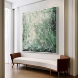 Green Contemporary Lines Wall Decor Painting Green Lines Abstract Canvas Art for Sale