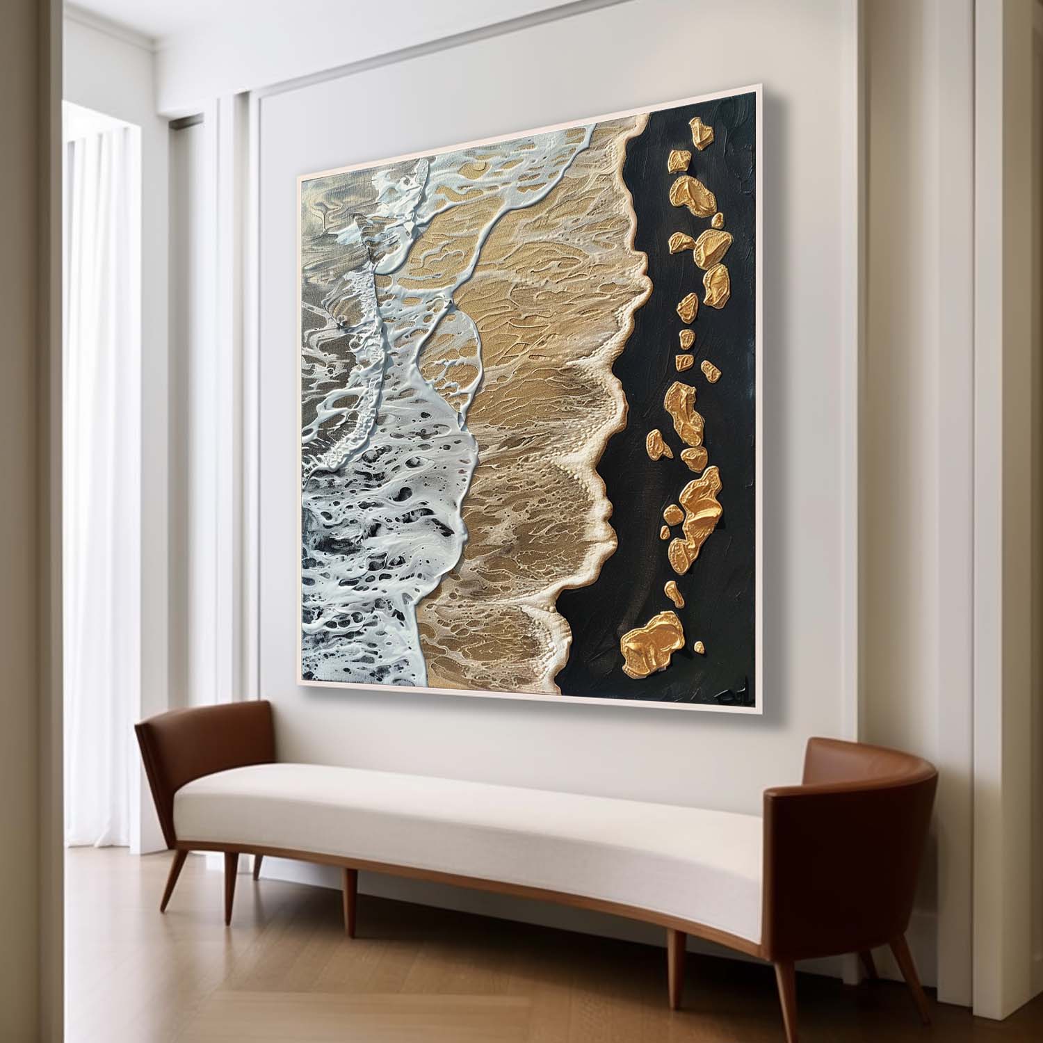 Black and Gold Ocean Waves Beach Wall Art for Sale Gold and Black Ocean Texture Painting Gold Ocean Art