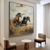 Running Horses Abstract Wall Art Decor Horses Oil Painting for Sale Horses Texture Abstract Art Canvas