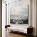 Large Grey and White Minimalist Canvas Art for Sale Grey and White Minimalist Oil Paintings