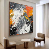 Large Grey and Orange Modern Wall Painting Grey and Orange Abstract Canvas Art for Sale