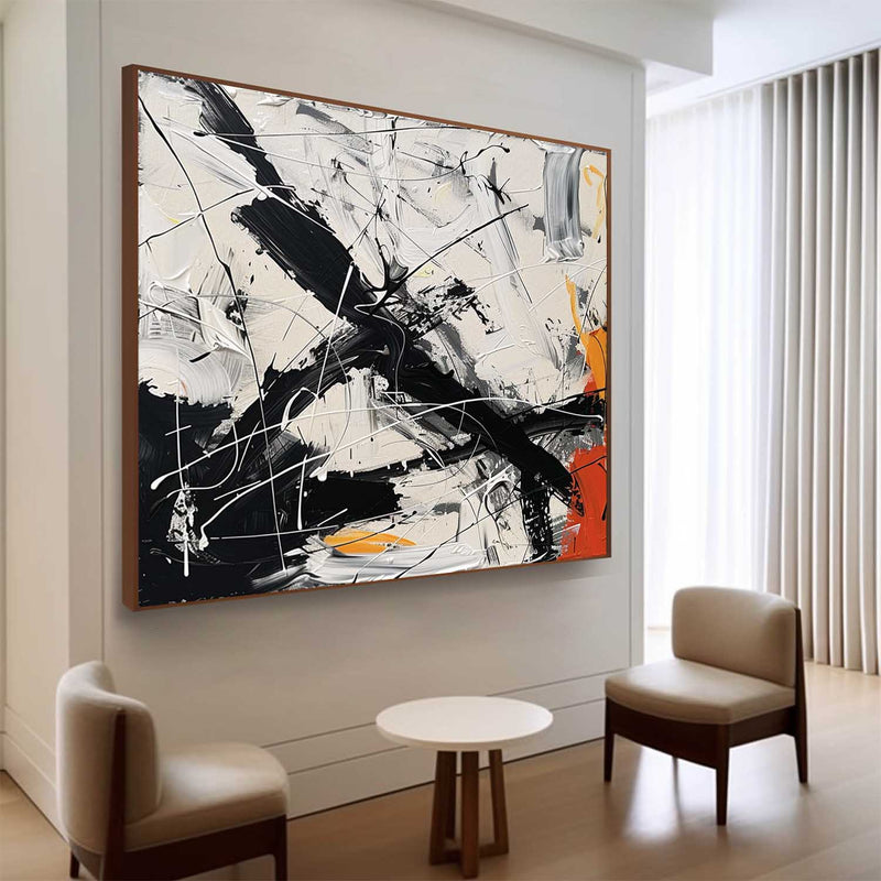 Large Black and White Abstract Art for Sale Black and White Expressionist Oil Paintings