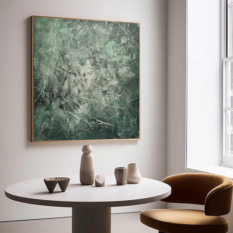 Large Green Modern Wall Decor Painting Green Abstract Canvas Art for Sale