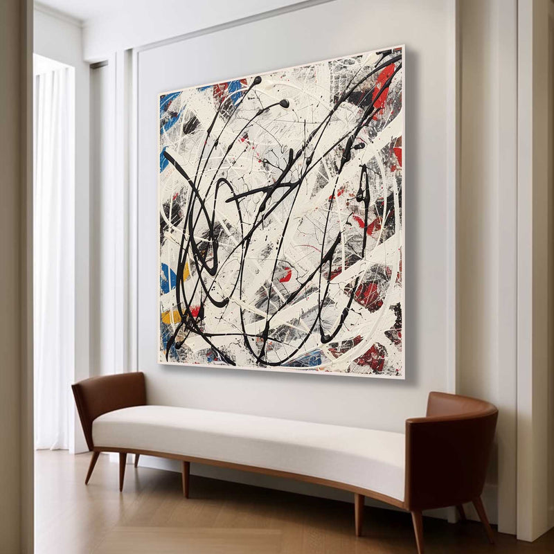 Colorful Abstract Pollock Canvas Wall Art Decor Colorful Abstract Pollock Oil Paintings for Sale