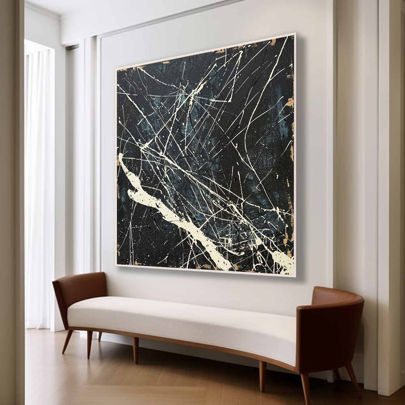 Black and White Abstract Expressionism Art Black and White Canvas Wall Decor Hanging Painting