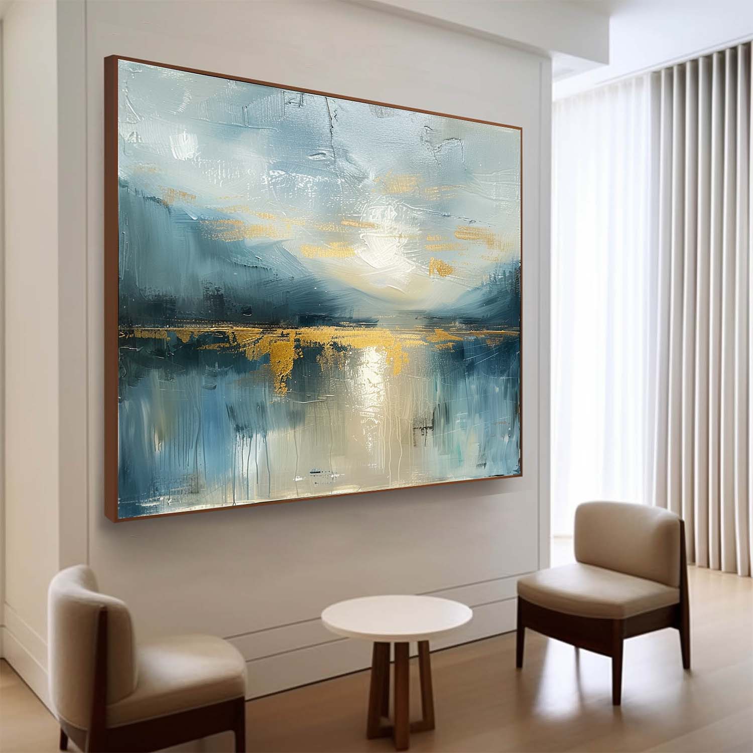 Large Modern Lakeside Sunrise Landscape Art for Sale Colorful Sunrise Landscape Abstract Canvas Art