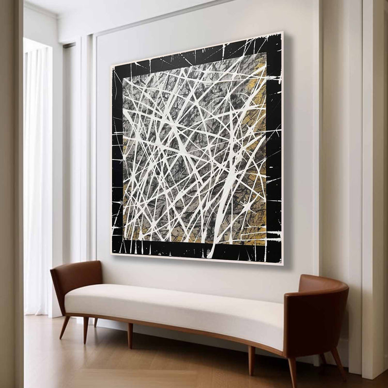 Black and White Contemporary Minimalist Wall Painting for Sale Black and White Contemporary Abstract Minimalist Canvas Art Decor