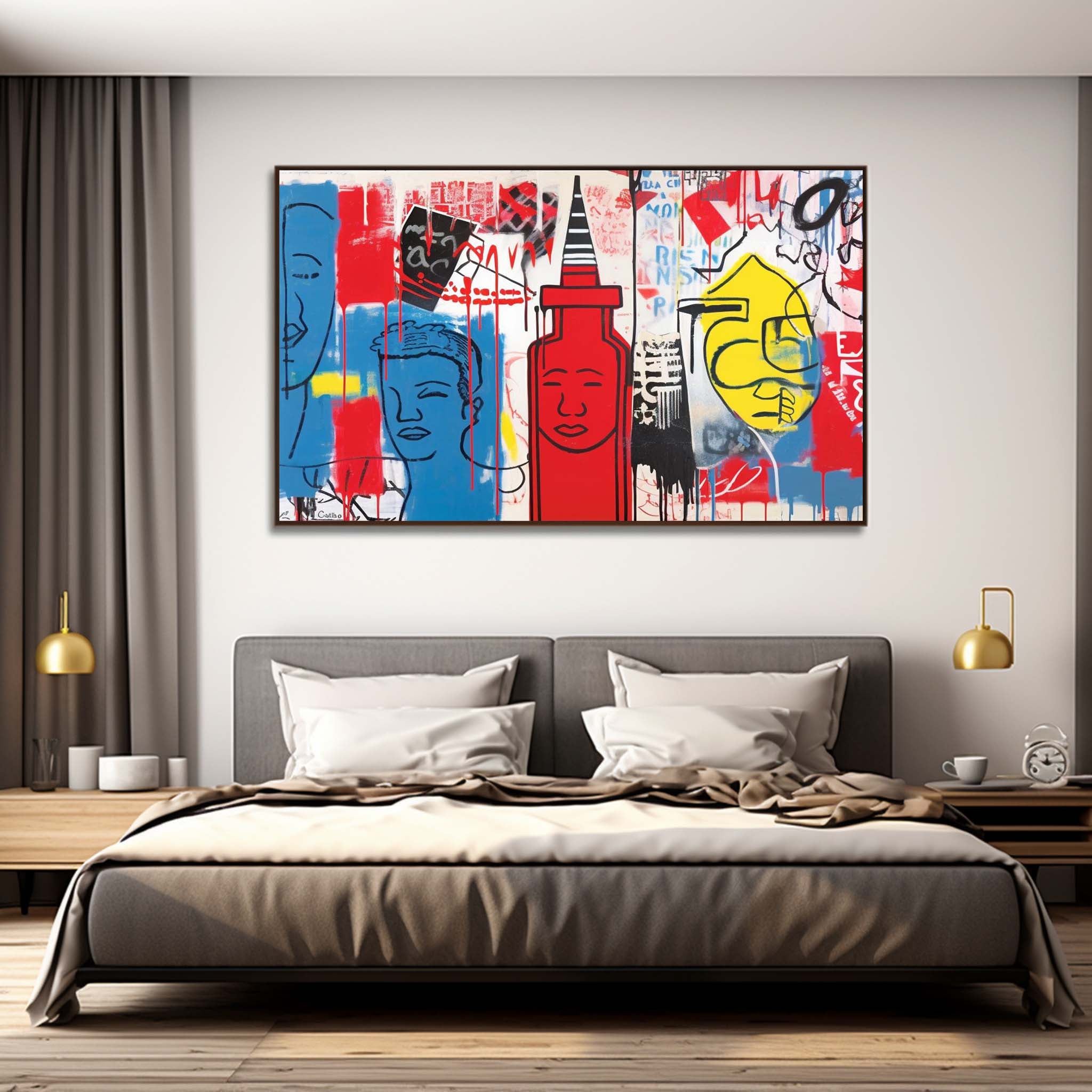 Large Graffiti Canvas Wall Art Fun Pop Abstract Canvas Art Framed Graffiti Art Original Graffiti Art