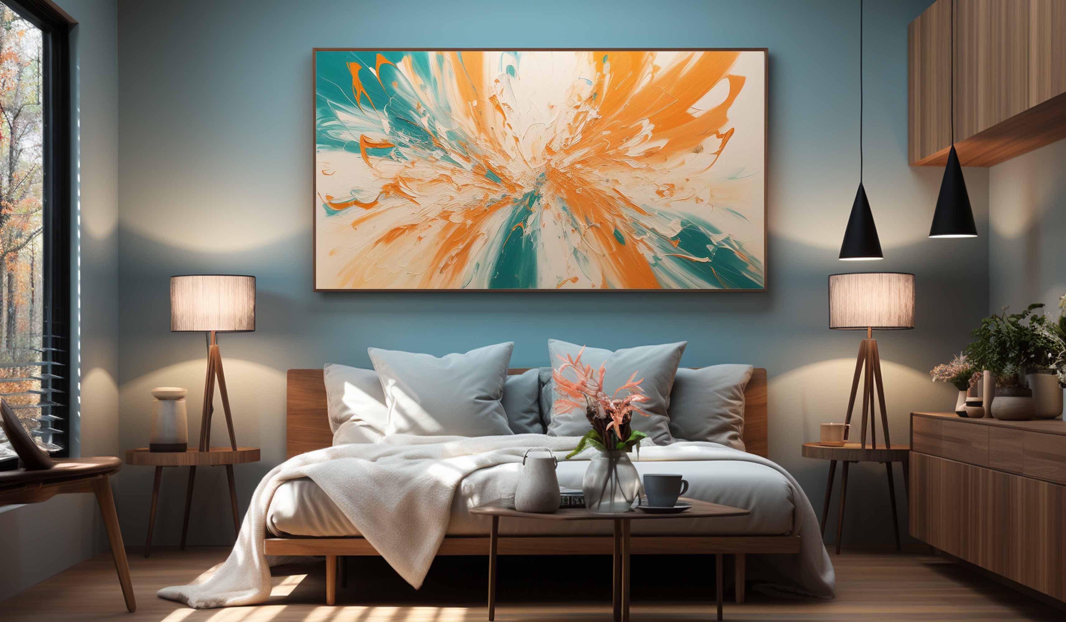 Extra Abstract Flower Texture Wall Painting Orange Texture Wall Art Orange Abstract Oil Painting