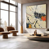 Large Beige Modern Wall Decor Painting Beige Abstract Canvas Art for Sale