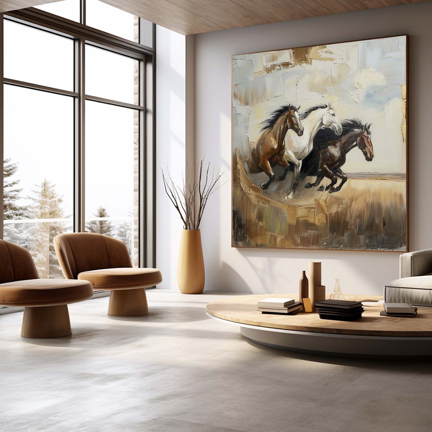 Running Horses Abstract Wall Art Decor Horses Oil Painting for Sale Horses Texture Abstract Art Canvas