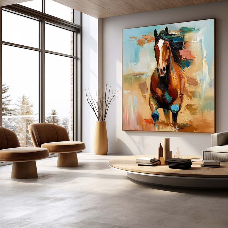 Running Horse Abstract Wall Art Decor Horse Oil Painting For Sale Palette Horse Texture Abstract Art On Canvas