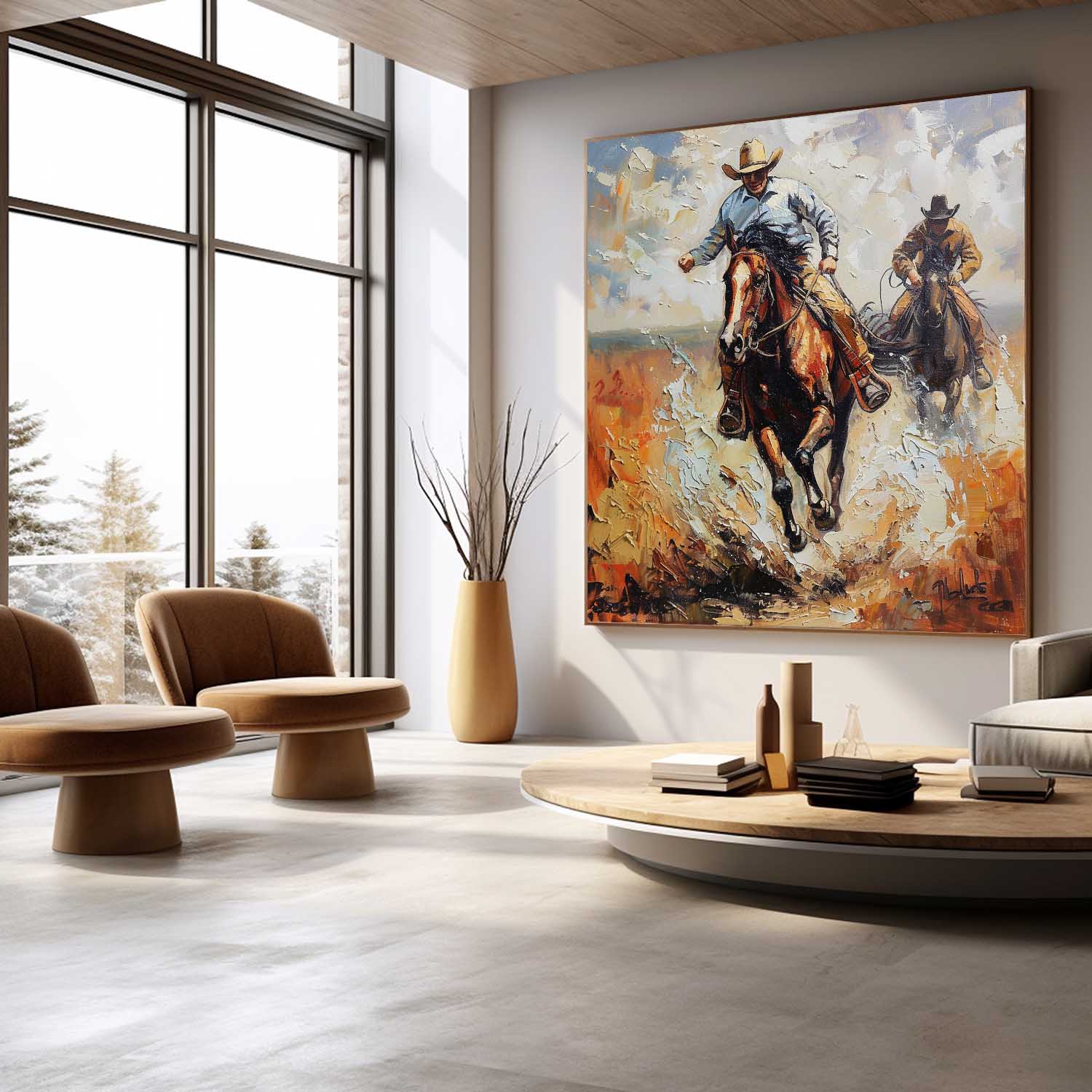 Prairie Cowboy Horse Riding Canvas Art for Sale Modern Prairie Cowboy Horse Riding Wall Art Decor