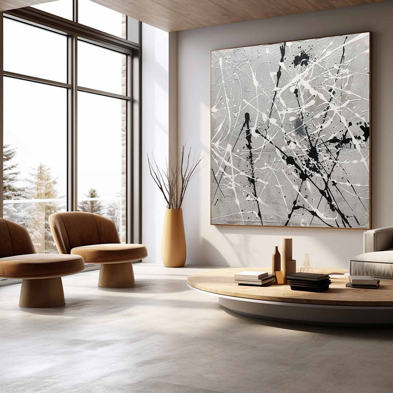 Grey Pollock Abstract Canvas Wall Art Decor Grey Pollock Abstract Oil Paintings for Sale