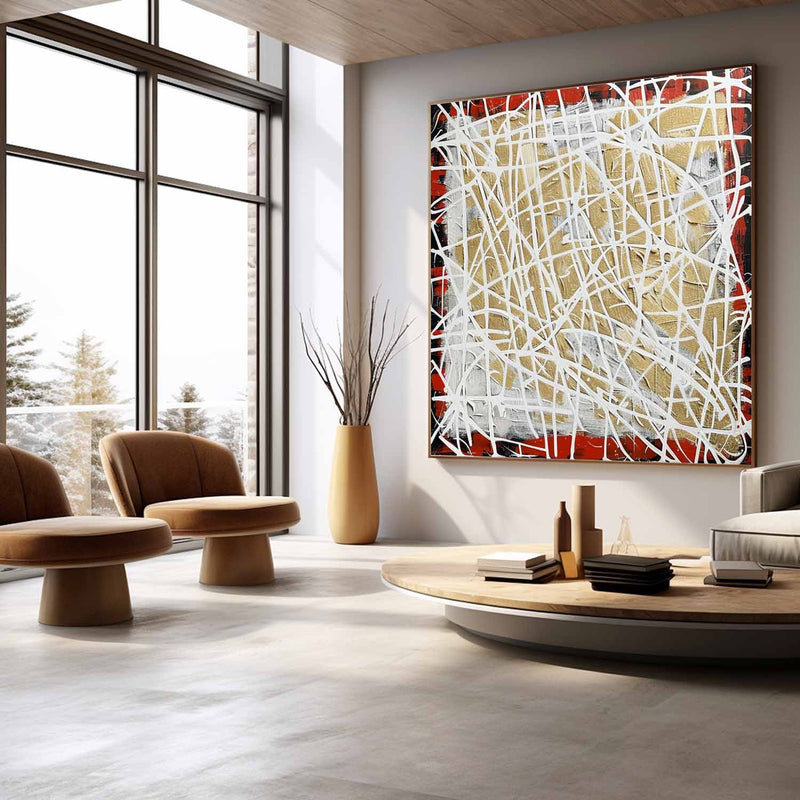 White and Red Abstract Art White and Red Minimalist Oil Painting White and Red Abstract Texture Painting