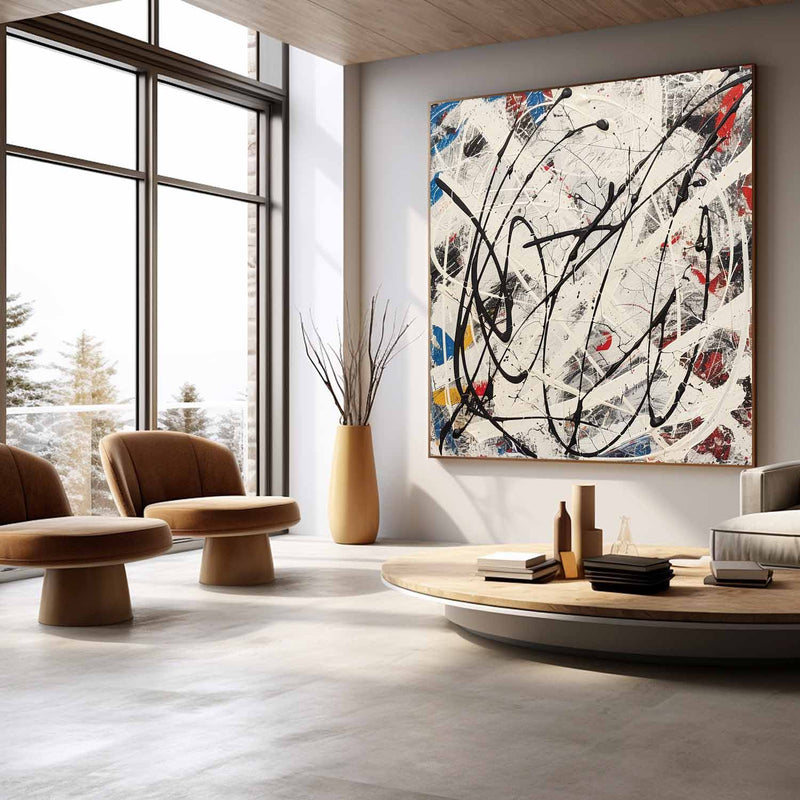 Colorful Abstract Pollock Canvas Wall Art Decor Colorful Abstract Pollock Oil Paintings for Sale