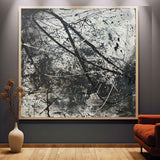 Large Black and White Contemporary Wall Painting for Sale Black and White Minimalist Oil Painting on Canvas