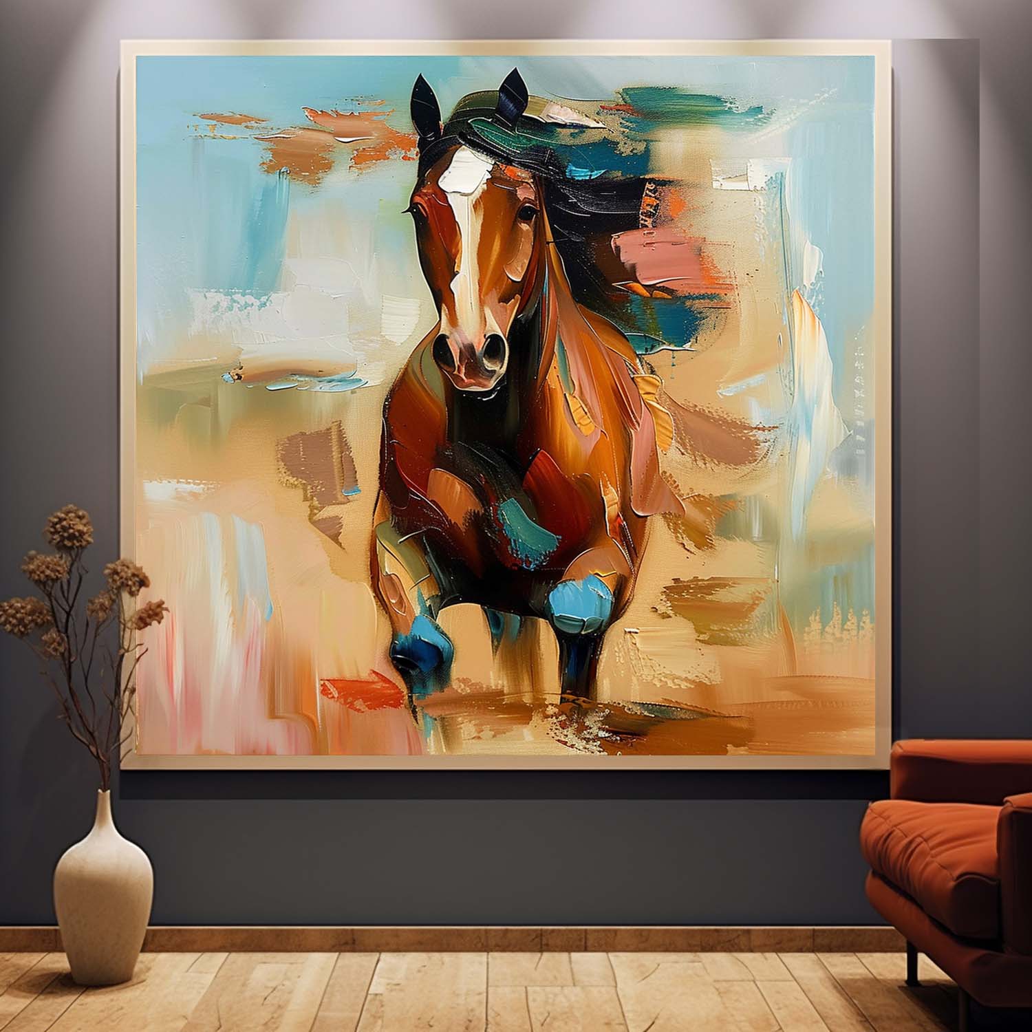 Running Horse Abstract Wall Art Decor Horse Oil Painting For Sale Palette Horse Texture Abstract Art On Canvas