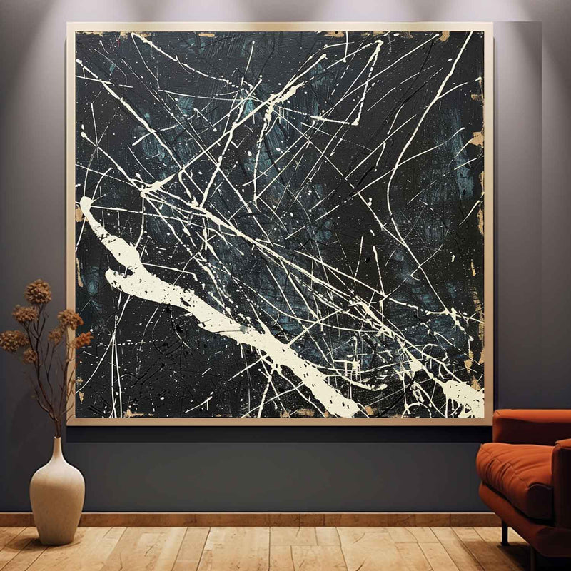 Black and White Abstract Expressionism Art Black and White Canvas Wall Decor Hanging Painting