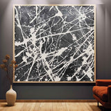 Blue and White Abstract Pollock Canvas Wall Art Decor Blue and White Abstract Pollock Oil Paintings for Sale