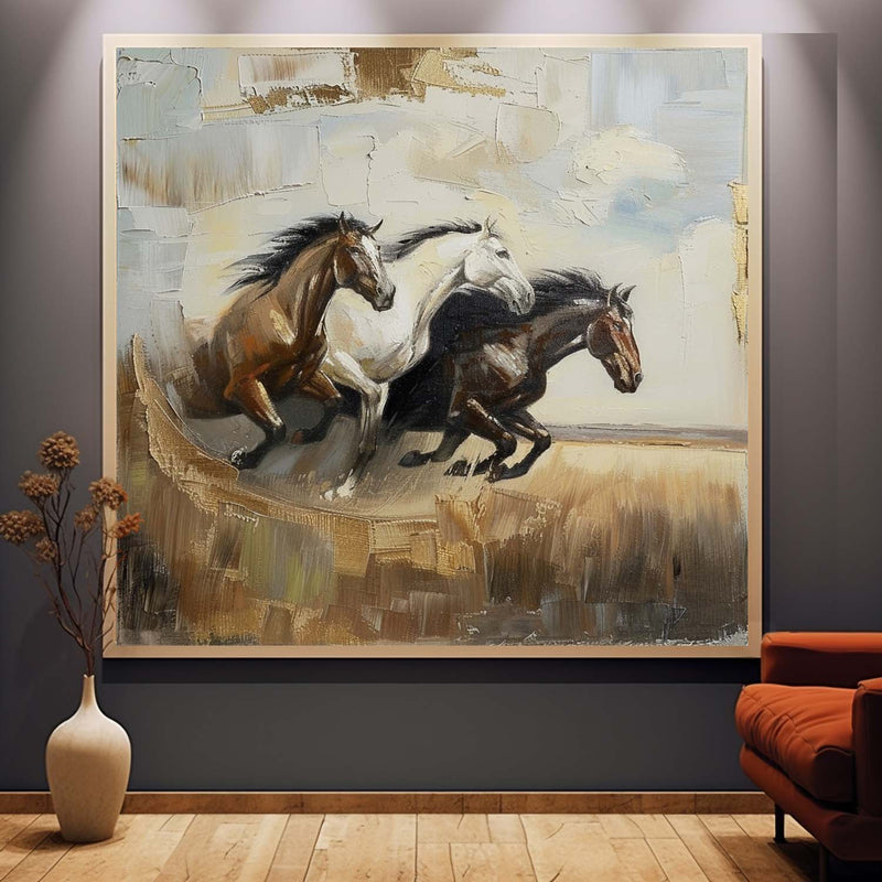 Running Horses Abstract Wall Art Decor Horses Oil Painting for Sale Horses Texture Abstract Art Canvas