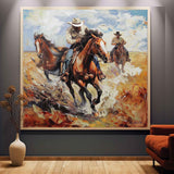 Prairie Cowboy Riding Oil Painting for Sale Modern Prairie Cowboy Riding Oil Painting Canvas Wall Art Decoration