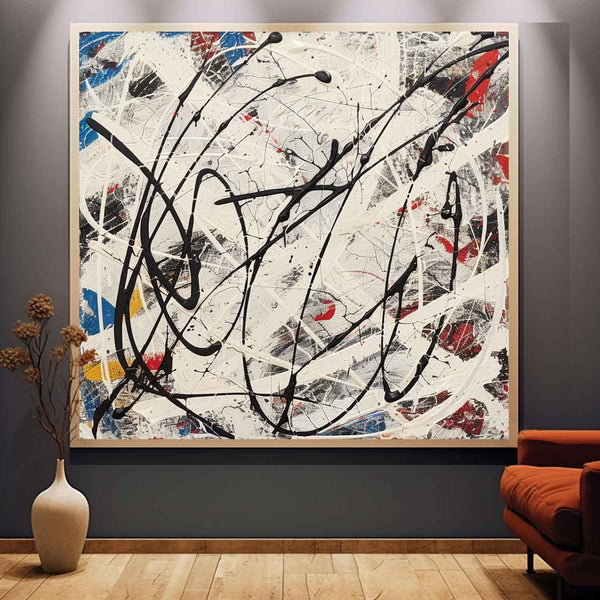 Colorful Abstract Pollock Canvas Wall Art Decor Colorful Abstract Pollock Oil Paintings for Sale