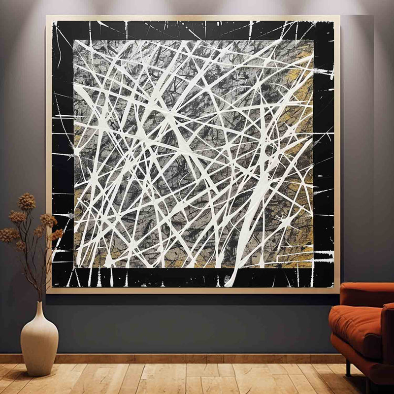 Black and White Contemporary Minimalist Wall Painting for Sale Black and White Contemporary Abstract Minimalist Canvas Art Decor