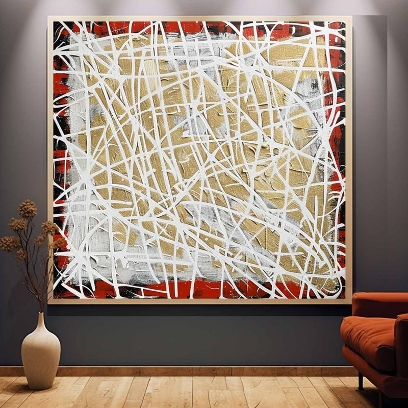 White and Red Abstract Art White and Red Minimalist Oil Painting White and Red Abstract Texture Painting