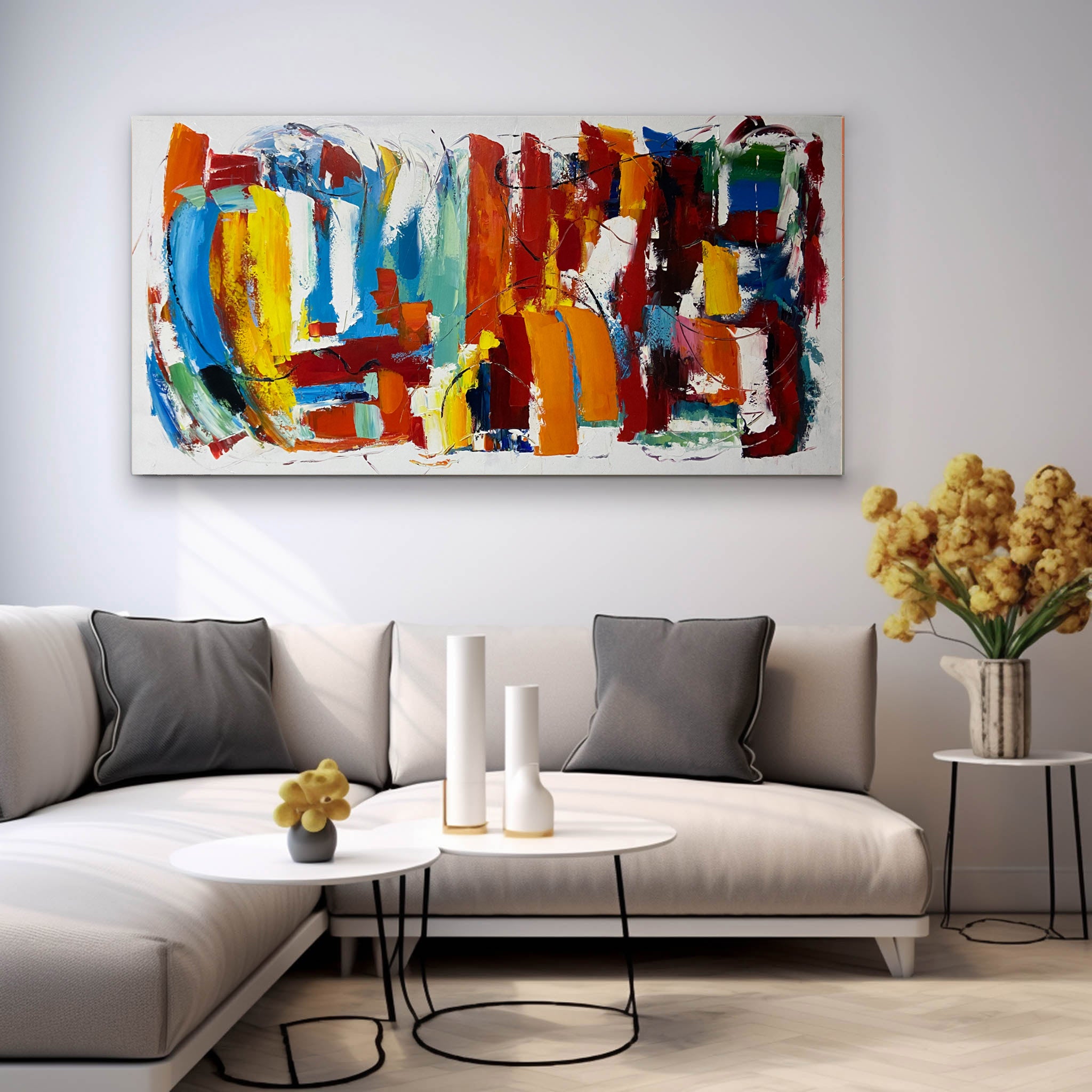 Large Colorful Living Room Wall Painting Colorful Abstract Canvas Art Abstract Colorful Wall Decor Art